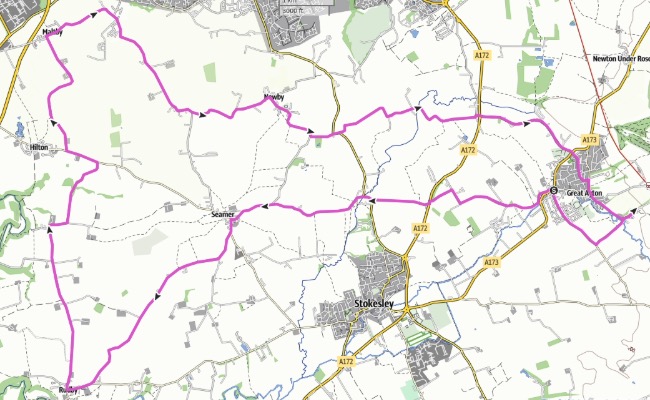 Great Ayton to Fletcher's Farm via Hutton Rudby