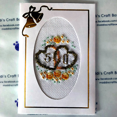 50th Wedding Anniversary Cross Stitch Greeting Card