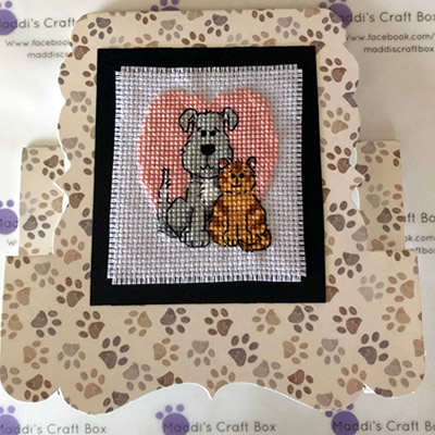 Cat and Dog Cross Stitch Greeting Card