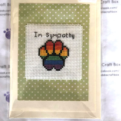 In Sympathy Paw Print Cross Stitch Greeting Card