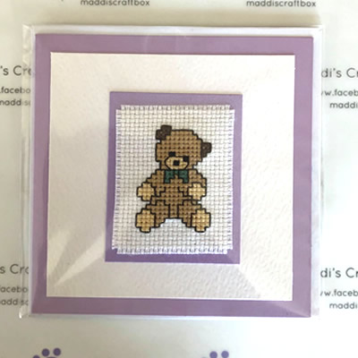 Teddy Bear Cross Stitch Greeting Card
