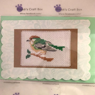 Green Finch Cross Stitch Greeting Card