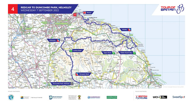 Tour of Britain Stage 4 route map