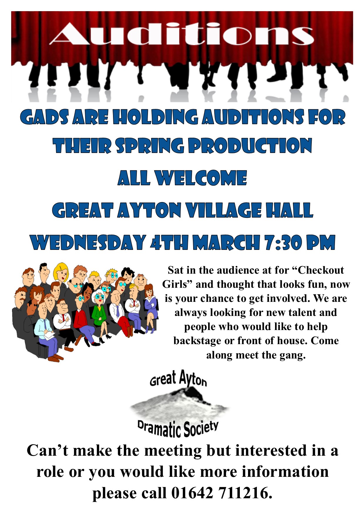 Great Ayton Dramatic Society auditions poster